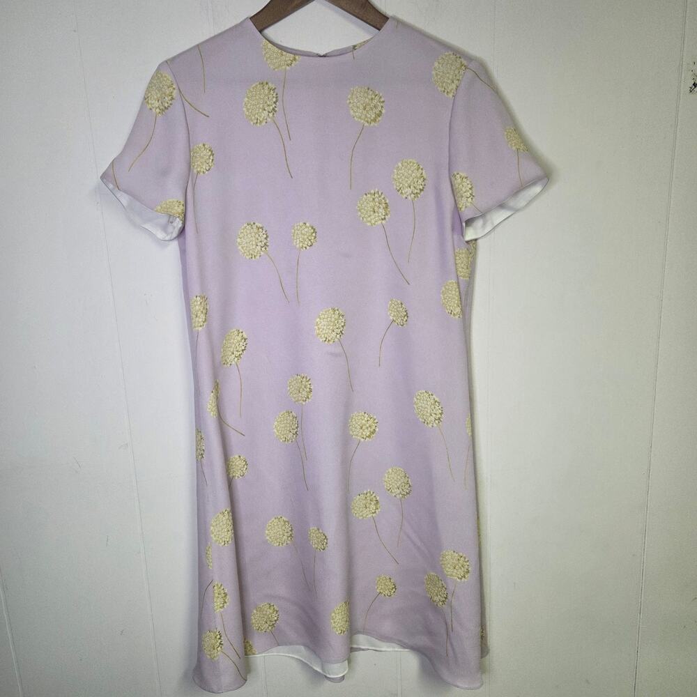 Vintage Silk Floral Mini Dress Lavendar 90s Linda Allard Ellen Tracy Size 8